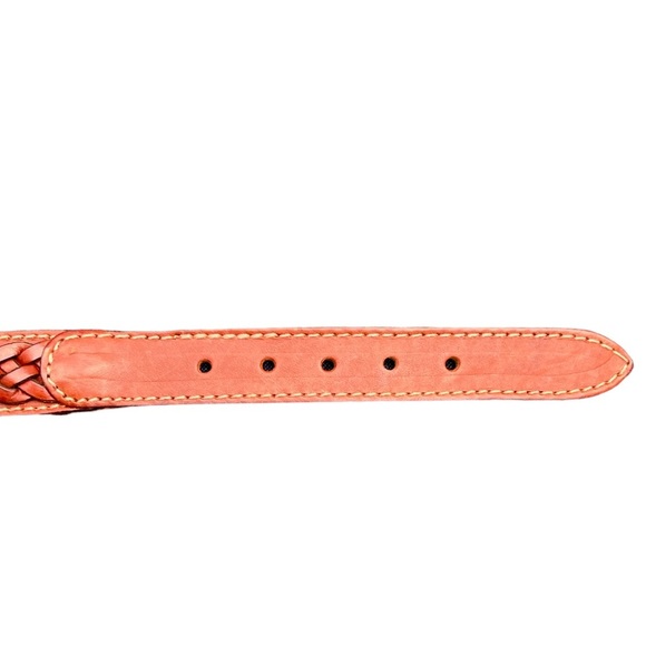 🔥🤎NWT Dockers size 34 brown leather belt & brass buckle. Unique braided style! - Picture 5 of 7